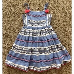 Boden Kids Girls Multicolor Sleeveless Smocked Striped Dress Size 7/8Y